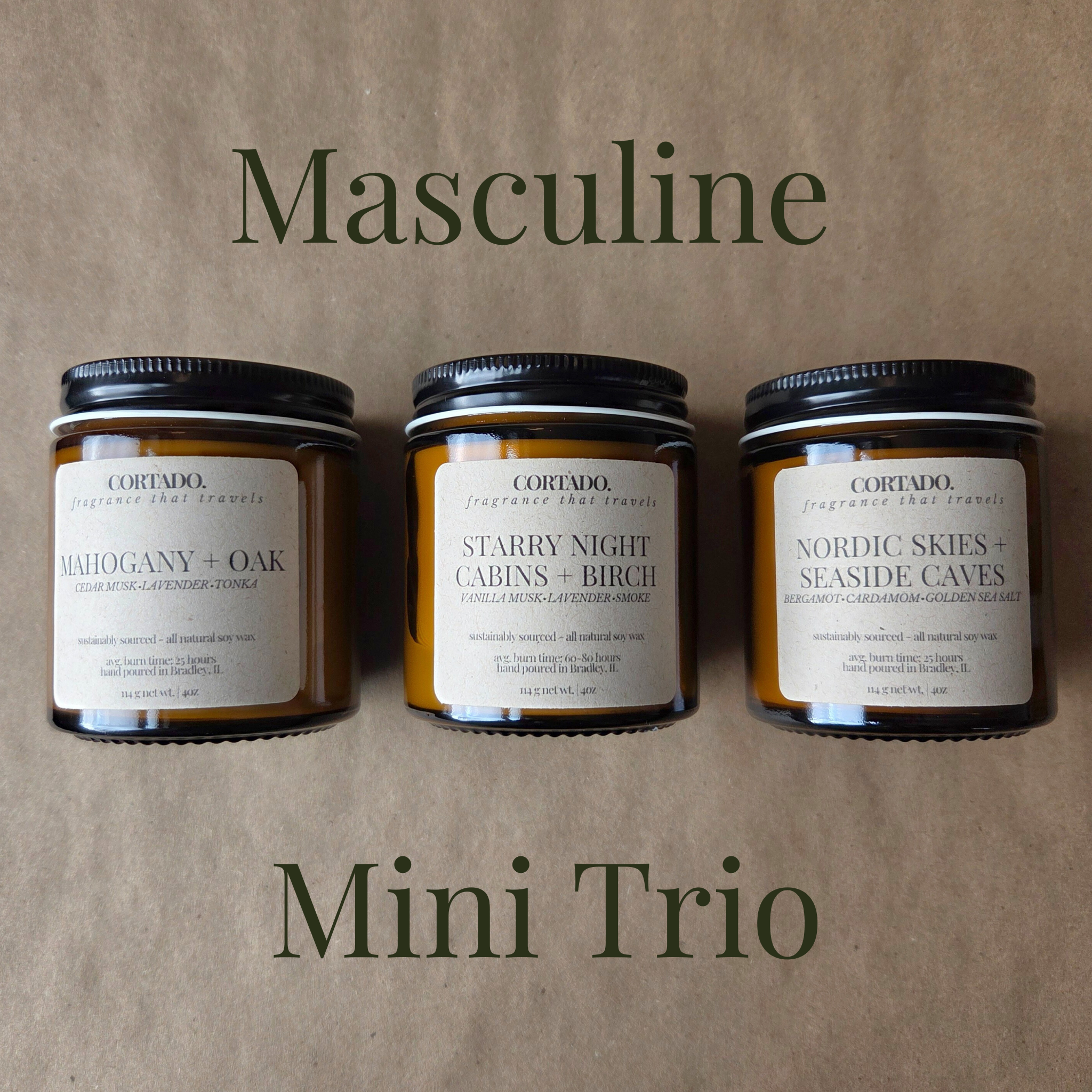 Masculine Mini Candle Trio